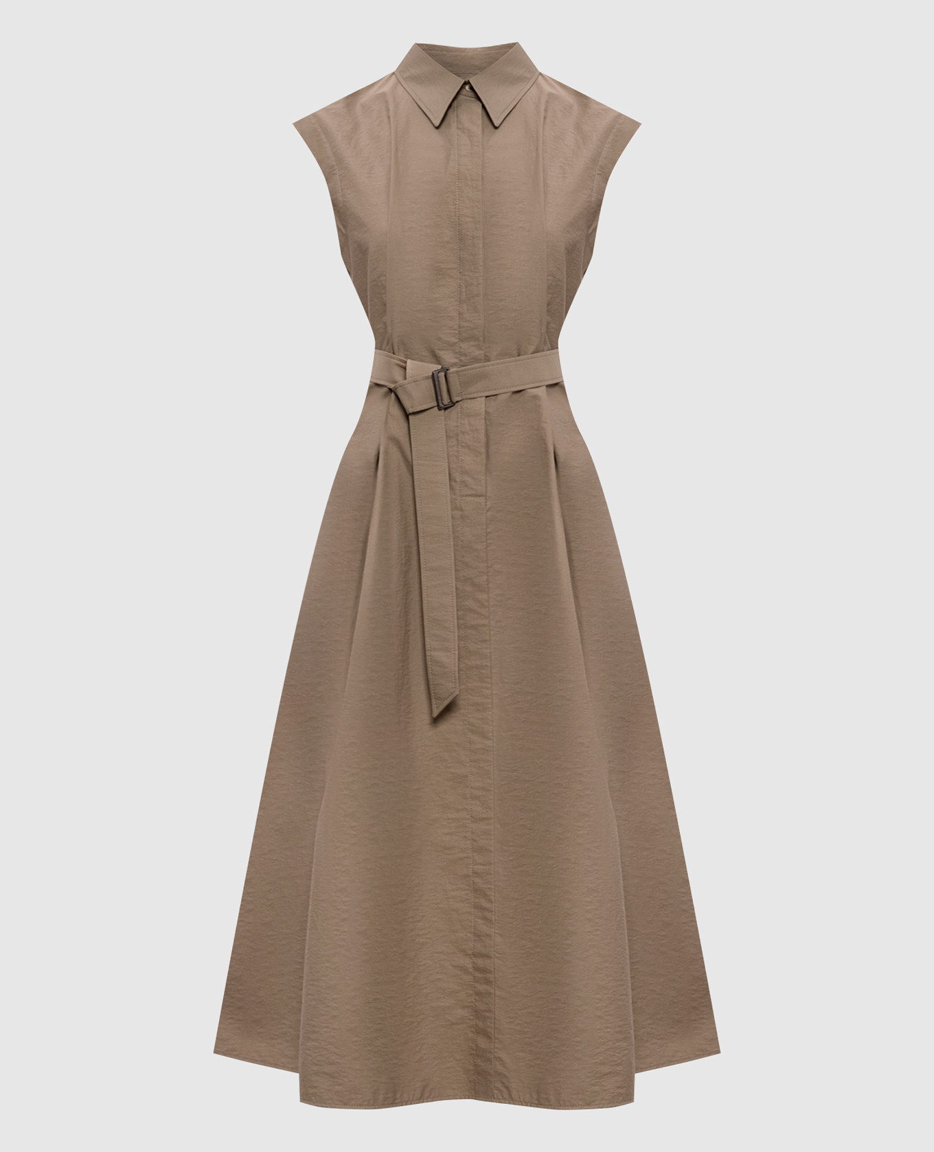 Brown shirt dress with monil chain