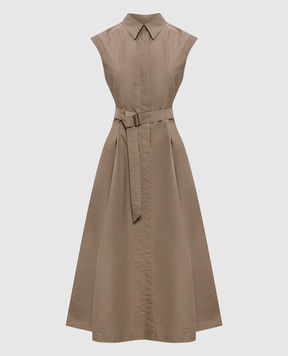 Brunello Cucinelli Brown shirt dress with monil chain ML140A5286