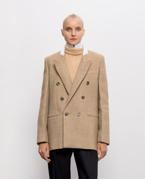 Victoria Beckham Beatrice beige double-breasted jacket with wool 1326WJK007353C