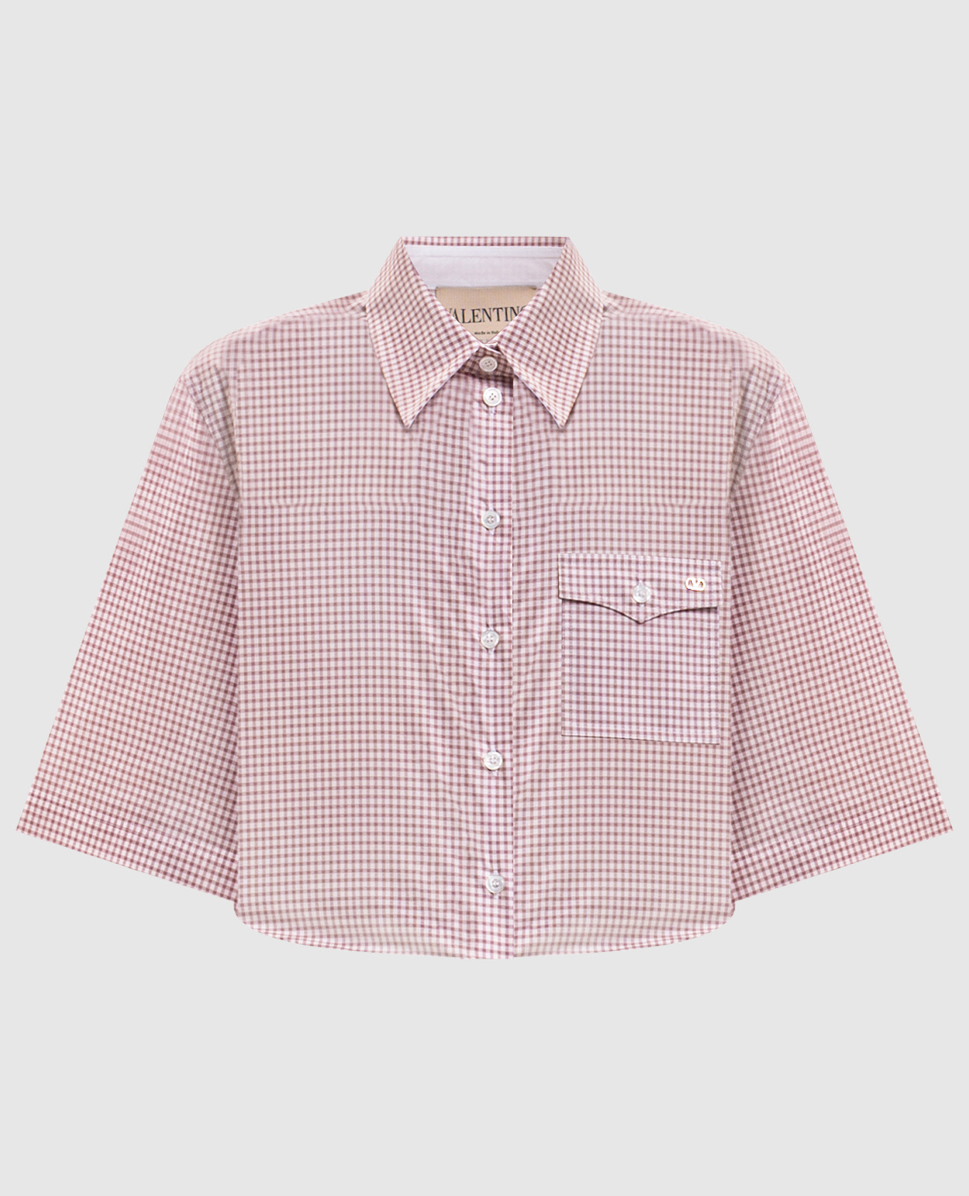 Pink cropped checked shirt