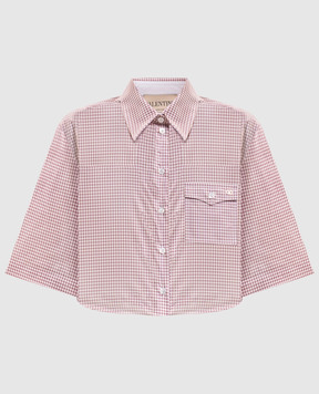 Valentino Pink cropped checked shirt 9B3AA0J2ACD