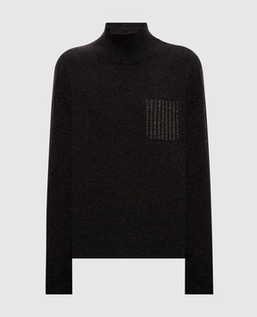 Peserico Dark brown wool, silk and cashmere sweater A99205F12A9283
