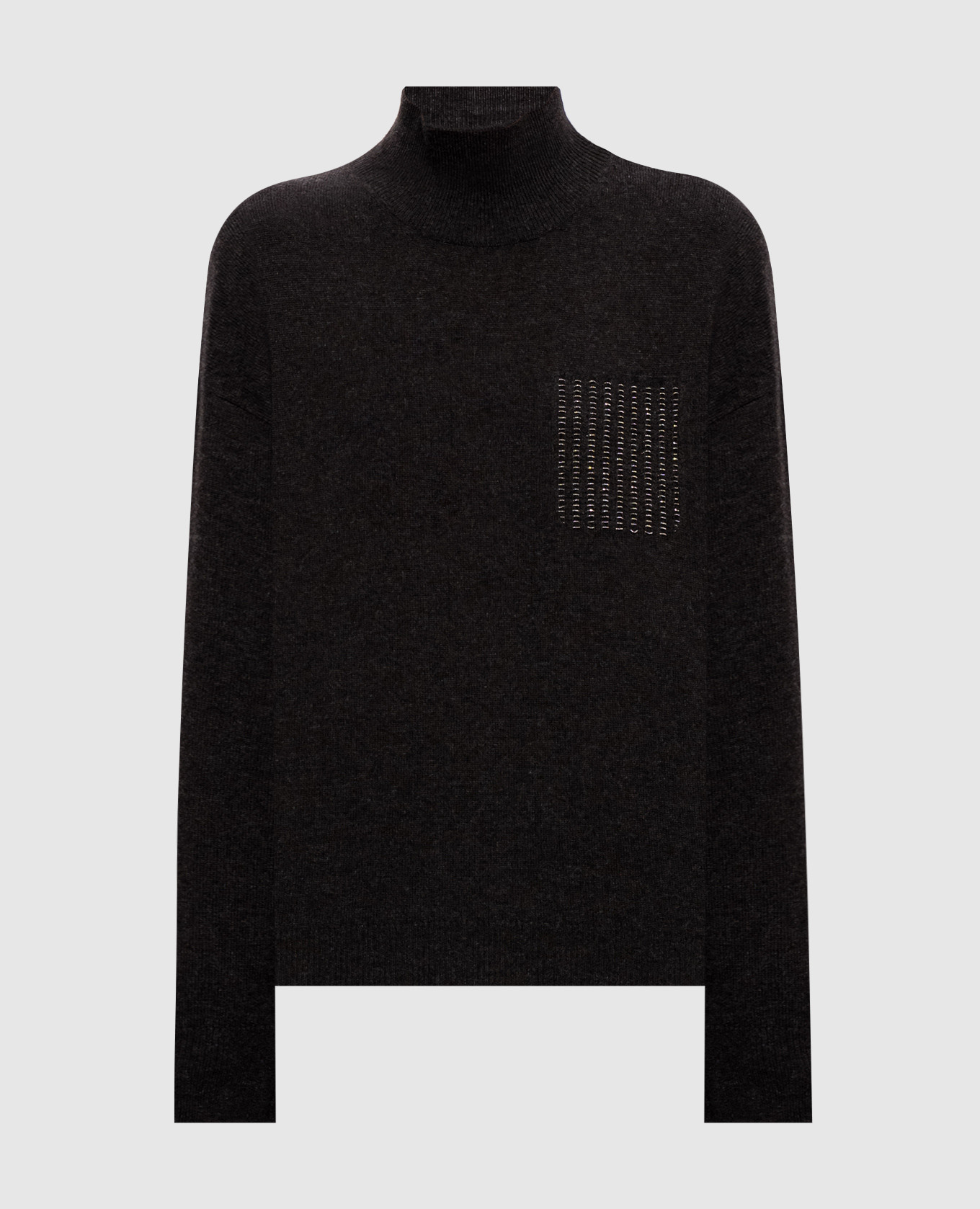 Dark brown wool, silk and cashmere sweater
