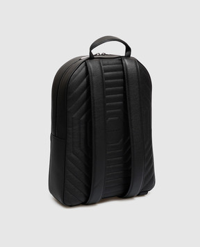 Stefano Ricci Black leather backpack with textured emblem ND150UMR