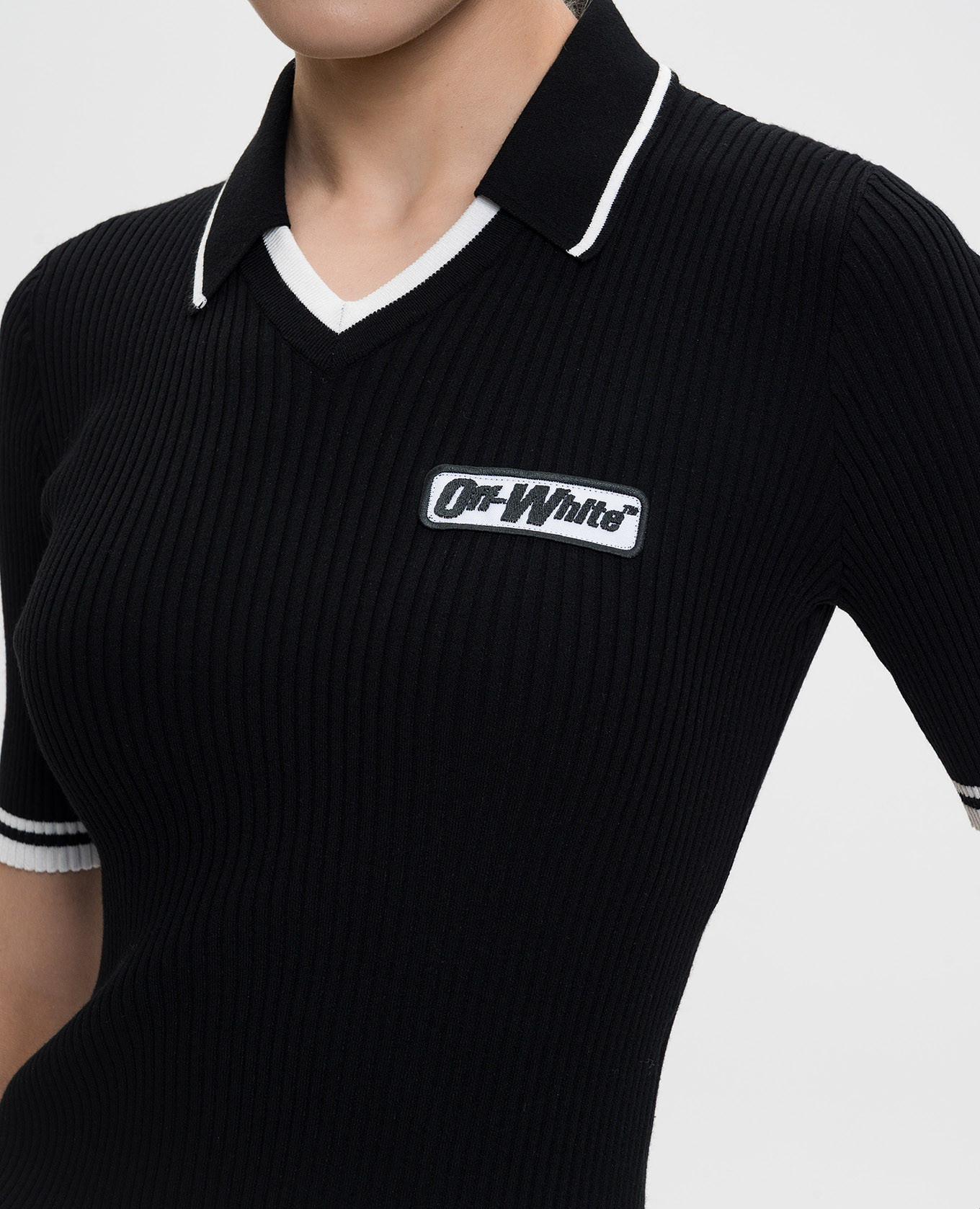 

Black ribbed polo with logo Off-White
