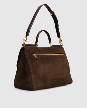 Dolce&Gabbana My Sicily brown suede satchel bag BB7814BO903