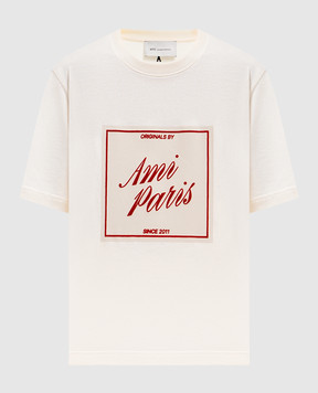 Ami Paris Ivory T-shirt with textured print UTS385726w