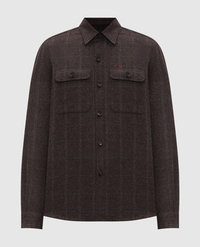 ISAIA Brown wool and cashmere check shirt OSH00998158
