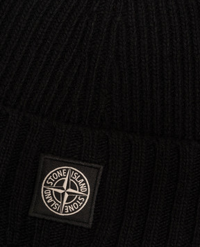 Stone Island Children's black hat with wool and cashmere L2S16N100003S00M3