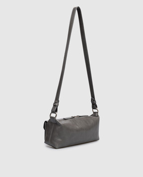 Christian Villa Grey leather cross-body bag with logo print 06499