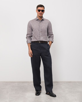 Agnona Navy blue linen pants T711U7YU3049