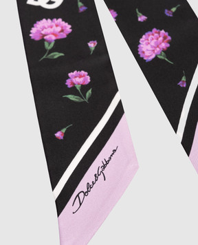 Dolce&Gabbana Black floral print silk twill ribbon FS215AGDDLI