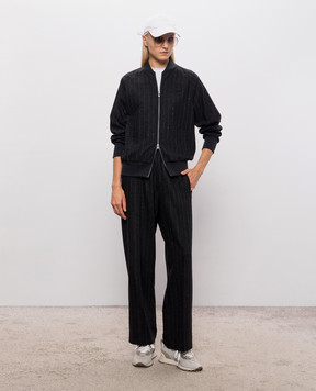 Brunello Cucinelli Dark gray striped wool pants MG576B2V99