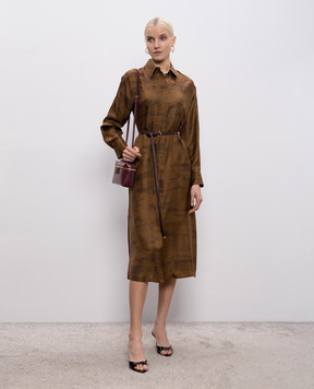 Max Mara Brown TSNOB silk shirt dress MSTSNOB