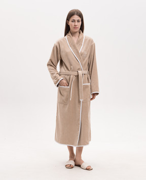 Brunello Cucinelli Beige terry robe with embroidered emblem MLB925152