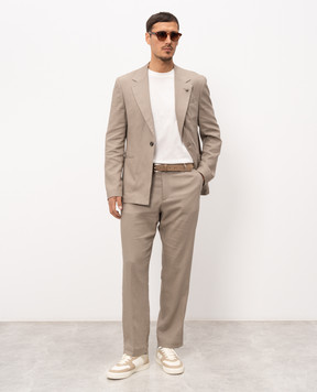 Officina 36 Beige jacket with linen 0157800569