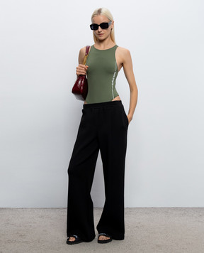 Palm Angels Khaki bodysuit with logo print PLA1UWBD01SI