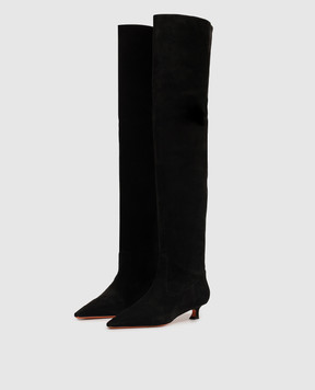 Santoni Black suede over-the-knee boots WSTI72408HI2SAEA