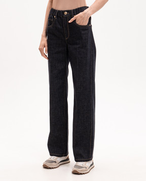 Brunello Cucinelli Blue jeans with a monil chain MP134P4108