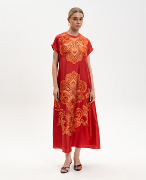 Momoni JAVIER red silk midi dress MODR007MO02