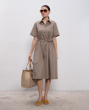 Peserico Brown shirt dress with monil chain A0253901979