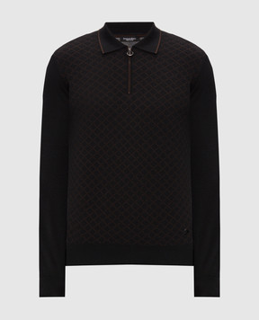 Stefano Ricci Black cashmere and silk polo shirt K808114P30F26379