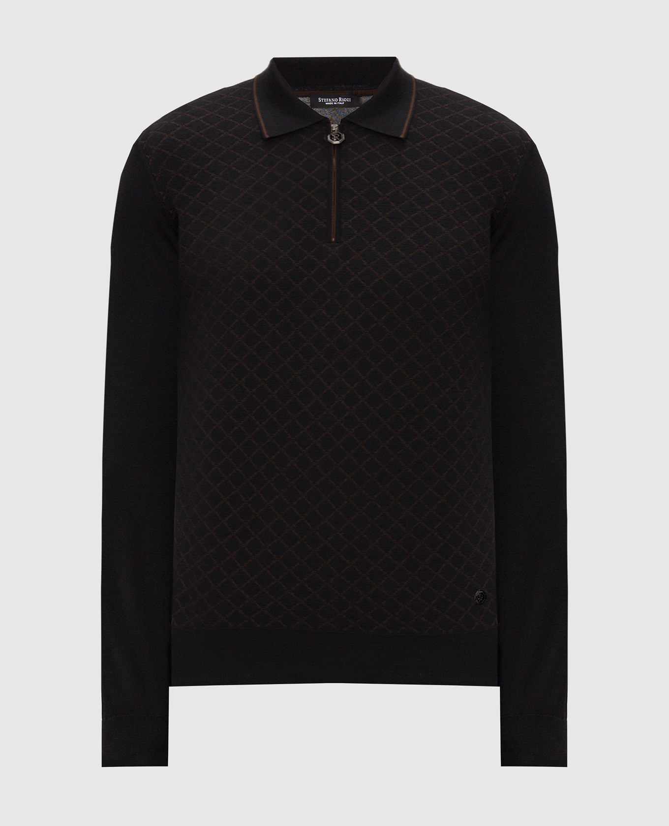 Black cashmere and silk polo shirt