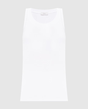 Peserico White ribbed top with monil chain A08623J005669