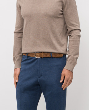 Orciani Brown suede braided belt with logo U08318SUP