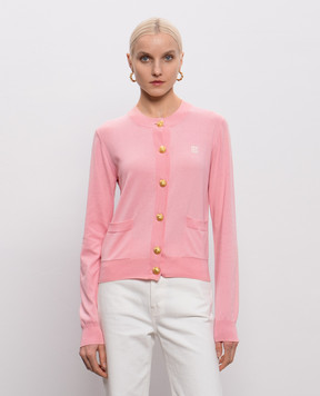Balmain Pink cardigan with silk GF0KL280KJ53