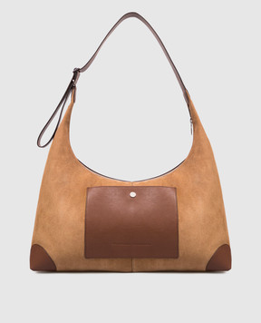 Brunello Cucinelli Brown suede bag with embossed logo MBDMBU442P