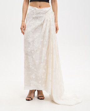 Marc Le Bihan Ivory patterned silk skirt 25134