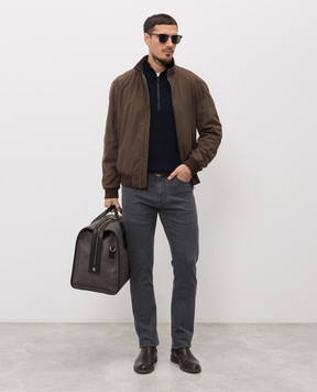 Canali Grey slim jeans with logo patch PD0001891719