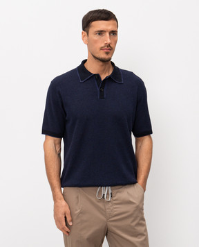 Canali Blue polo with linen and silk MK02462C1179