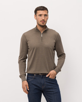 Stefano Ricci Brown cashmere and silk polo shirt K606125L01F26302