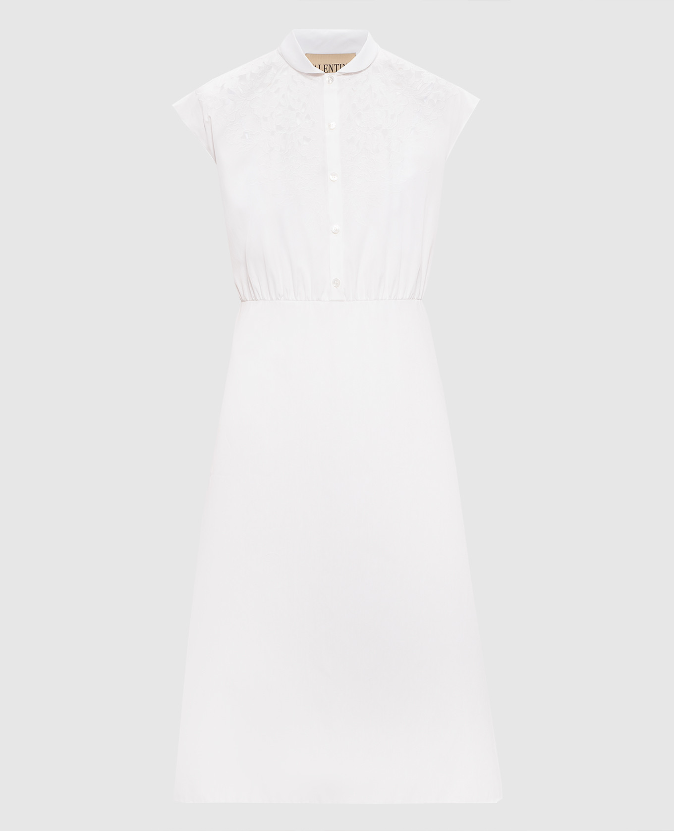 White midi dress with Richelieu embroidery Valentino