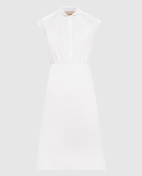 Valentino White midi dress with Richelieu embroidery 8B3VAJR59VN