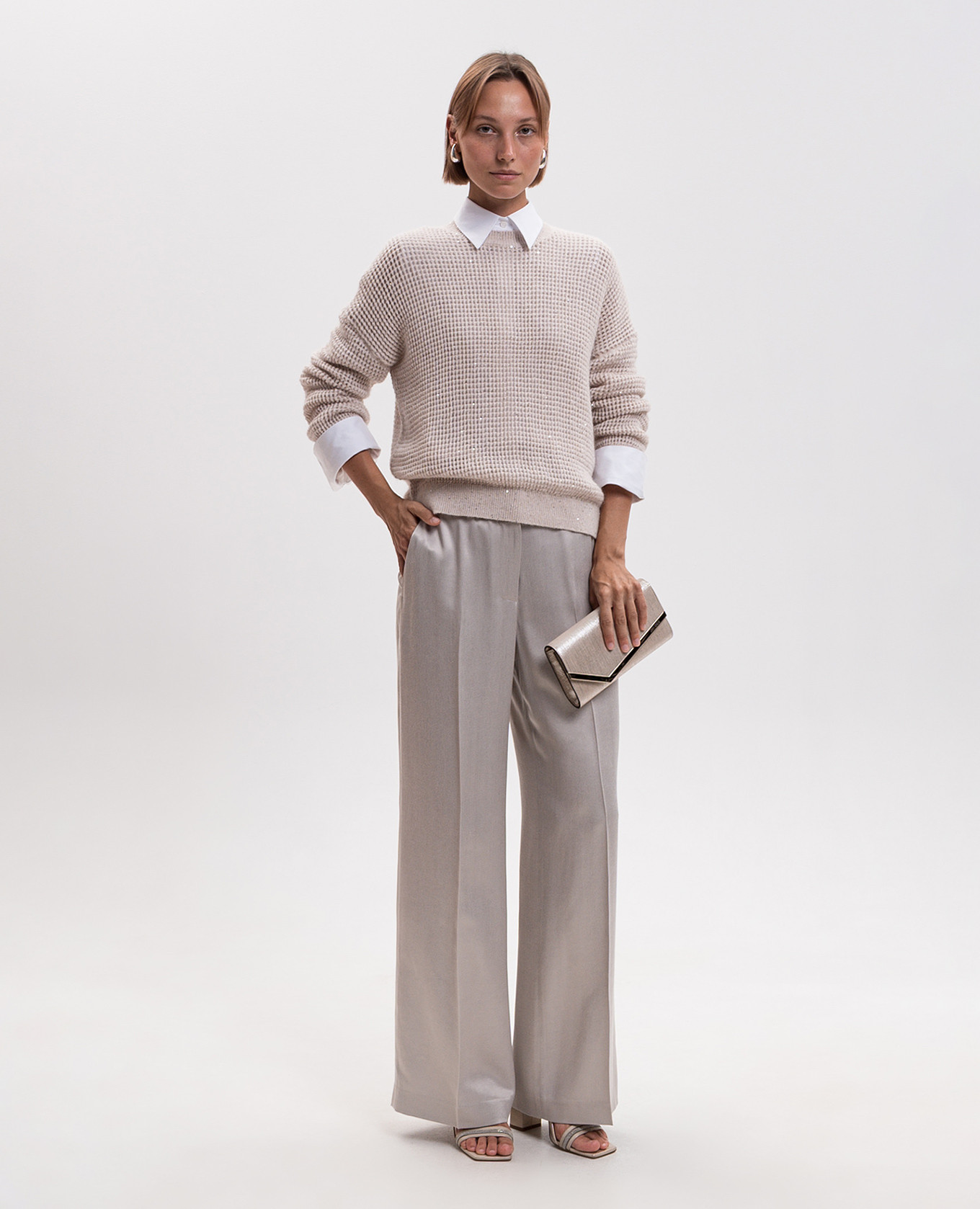 Beige openwork sweater with alpaca wool Peserico 2