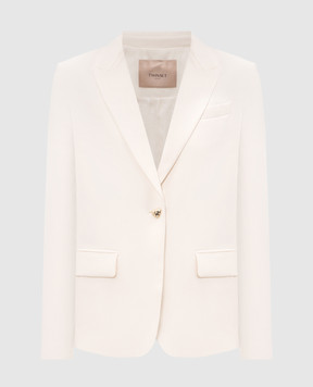 Twinset Ivory jacket with metal logo 262TP2044