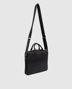 Serapian Black leather briefcase with monogram embossing SRSTSMLL739937ACG2