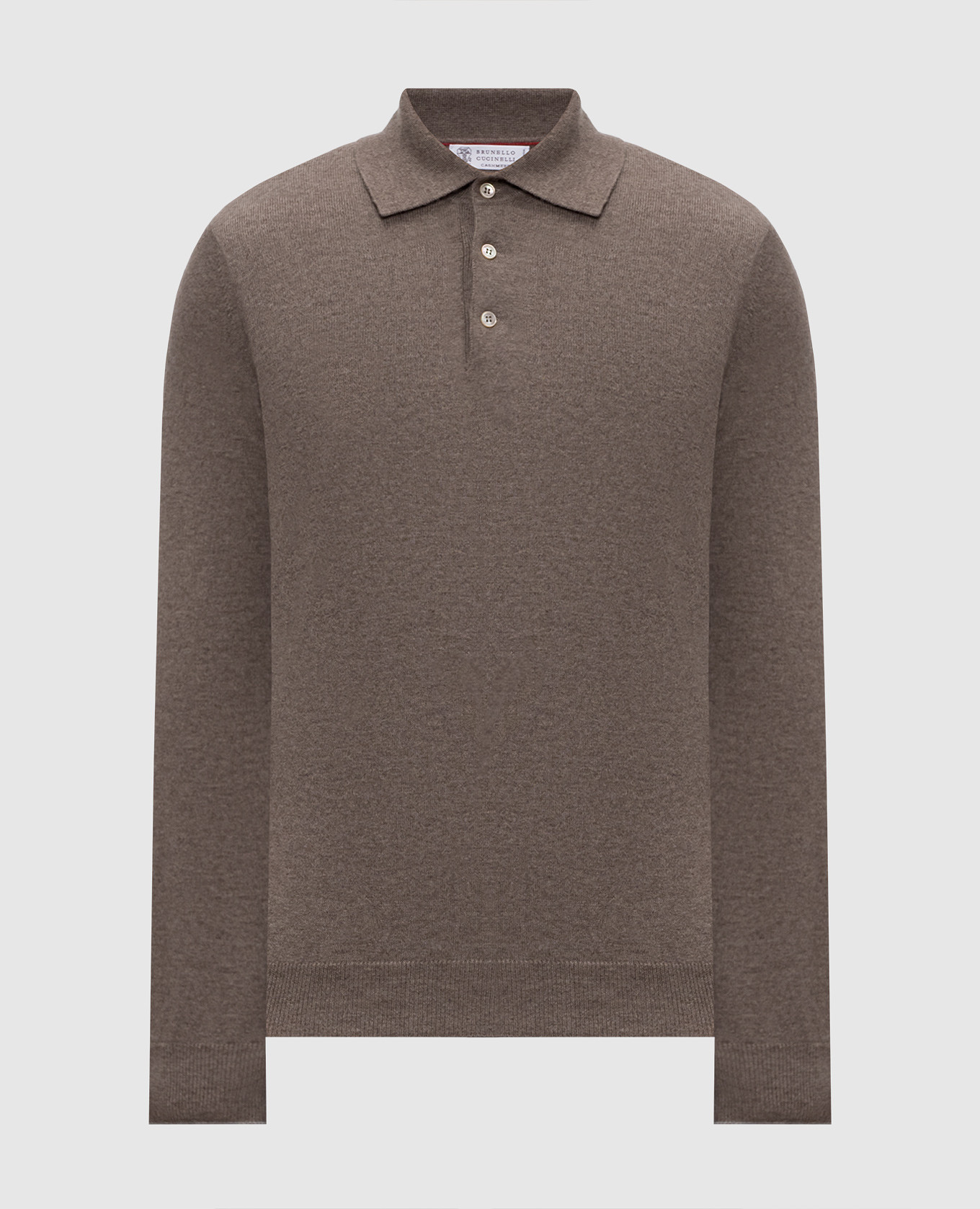 Brown cashmere polo shirt