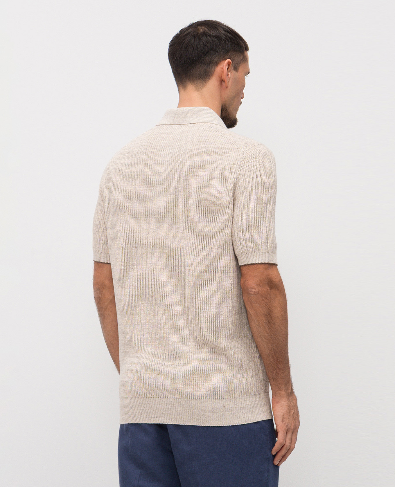 

Beige polo with linen Brunello Cucinelli
