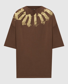 Palm Angels Brown T-shirt with logo print PAMAA003JR001m