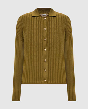 Balmain Khaki ribbed cardigan SH0000000014
