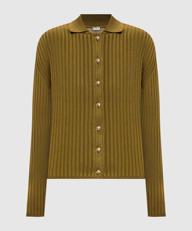 Khaki ribgebreid vest