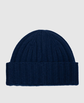 Castangia dal 1850 Blue ribbed cashmere hat CACHEMIREHAT