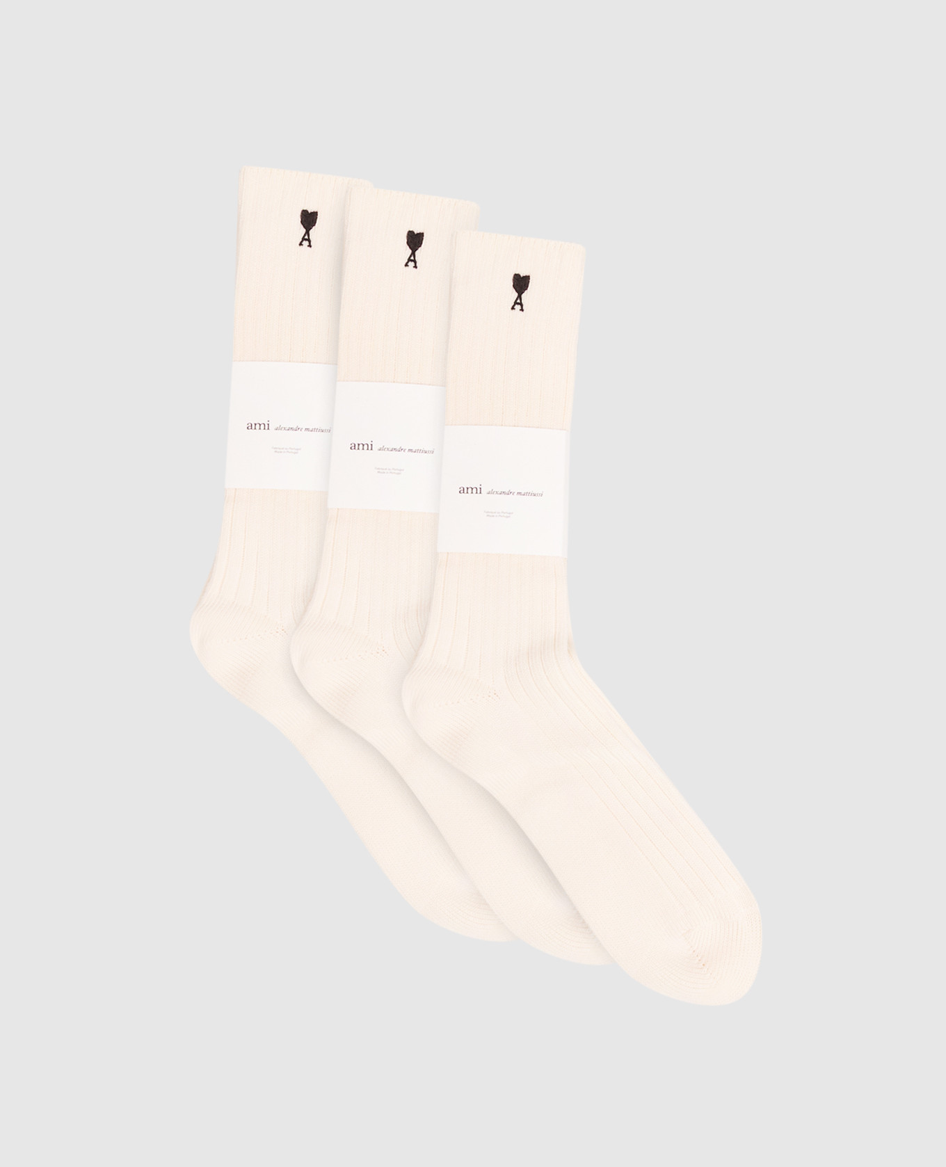Set of beige socks with embroidered logo