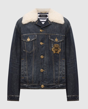 Dolce&Gabbana Blue insulated denim jacket with fur G9CICZG8PO3