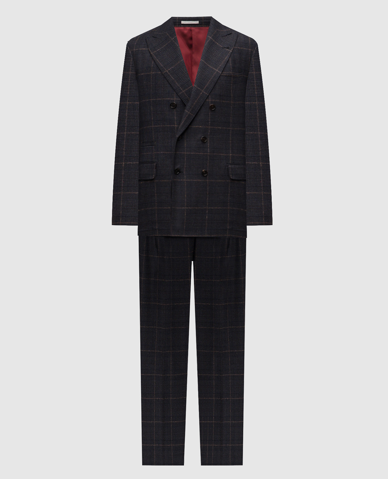 

Blue cashmere and wool check suit Brunello Cucinelli