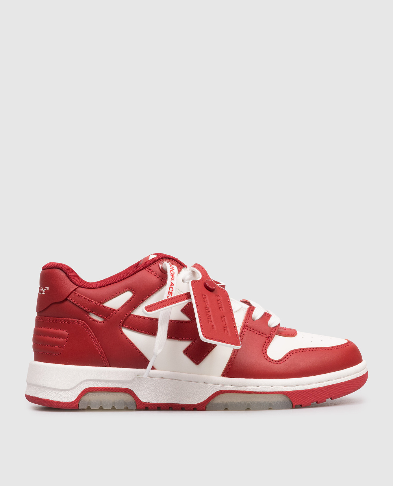 Out Of Office red leather sneakers with emblem